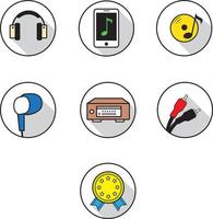 Audio game and music listening icon set pack vector