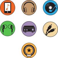 Conjunto de iconos de vector de aplicación y juego de audio