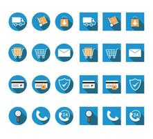 conjunto de iconos de comercio electrónico y tienda web en línea vector