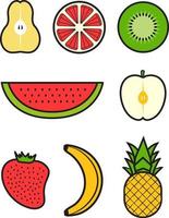 conjunto de paquete de vector de dibujo de ilustración de frutas simples