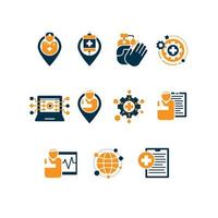 Hospital medical network system applications icons set vector