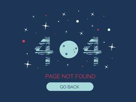 Página de error 404 no encontrada. concepto de sitio web con números de textura, luna y estrellas. ilustración vectorial plana sobre fondo azul vector