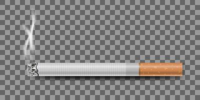 Realistic cigarette and smoke, vector illustration