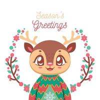 Greeting with a cute little reindeer in an ugly Christmas sweater vector
