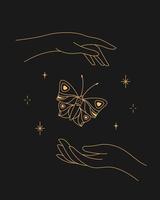 Magic butterflies and hands poster vector