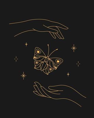 Magic butterflies and hands poster