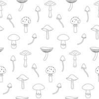 Seamless pattern outline mushrooms vector