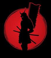 Shadow Samurai Warrior on Sunlight vector