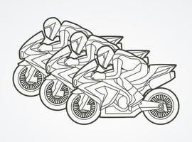 Outline Motorcycles Racing Action vector