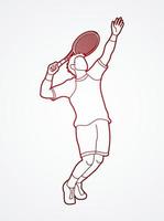 Outline Tennis Male Player vector