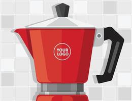 Red Moka Pot, Red Italian coffee maker or moka pot, espresso machine vector