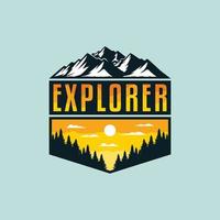 Ilustración de explorador de aventuras para diseño de placa o camiseta al aire libre vector