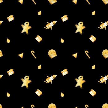 patrón de objeto navideño de esquina redondeada creado en degradado dorado, patrón de repetición navideño degradado dorado premium. vector