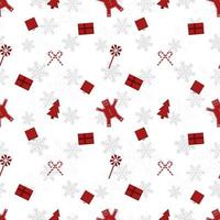 patrón de repetición de vector de silueta de objeto de Navidad rojo creado sobre fondo blanco, patrón de repetición de objeto de Navidad de bordes afilados.