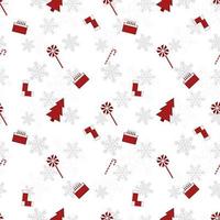 red Christmas object silhouette vector repeat pattern created on white background, sharp edged Christmas object repeat pattern.
