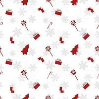 red Christmas object silhouette vector repeat pattern created on white background, sharp edged Christmas object repeat pattern.