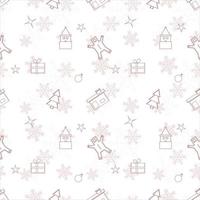 Christmas repeat pattern created with Christmas object outline shapes, Seamless Christmas pattern. vector