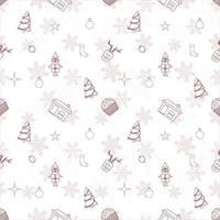 Christmas repeat pattern created with Christmas object outline shapes, Seamless Christmas pattern. vector