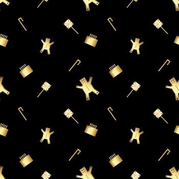 patrón de objeto navideño con esquinas afiladas creado en degradado dorado, patrón de repetición navideño con degradado dorado premium. vector