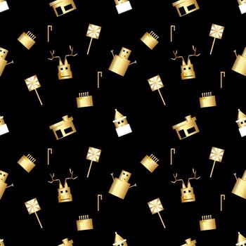 patrón de objeto navideño con esquinas afiladas creado en degradado dorado, patrón de repetición navideño con degradado dorado premium. vector