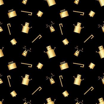 patrón de objeto navideño con esquinas afiladas creado en degradado dorado, patrón de repetición navideño con degradado dorado premium. vector