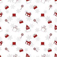 red Christmas object silhouette vector repeat pattern created on white background, sharp edged Christmas object repeat pattern.