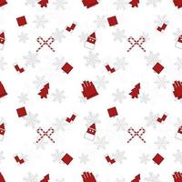 red Christmas object silhouette vector repeat pattern created on white background, sharp edged Christmas object repeat pattern.