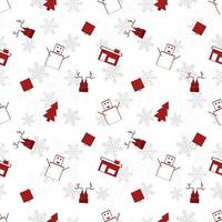 red Christmas object silhouette vector repeat pattern created on white background, sharp edged Christmas object repeat pattern.