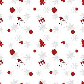 Round edge  christmas object repeat pattern created in re color on white background, seamless christmas pattern. vector