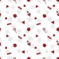 Round edge  christmas object repeat pattern created in re color on white background, seamless christmas pattern. vector