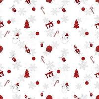 Round edge  christmas object repeat pattern created in re color on white background, seamless christmas pattern. vector