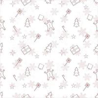 Christmas repeat pattern created with Christmas object outline shapes, Seamless Christmas pattern. vector