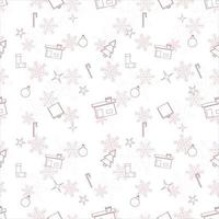 Christmas repeat pattern created with Christmas object outline shapes, Seamless Christmas pattern. vector