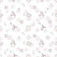 Christmas repeat pattern created with Christmas object outline shapes, Seamless Christmas pattern. vector