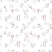 Christmas repeat pattern created with Christmas object outline shapes, Seamless Christmas pattern. vector