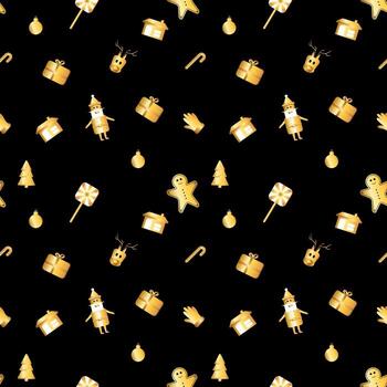 rounded corner Christmas object pattern created in gold gradient, premium gold gradient Christmas repeat pattern. vector