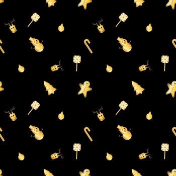 rounded corner Christmas object pattern created in gold gradient, premium gold gradient Christmas repeat pattern. vector