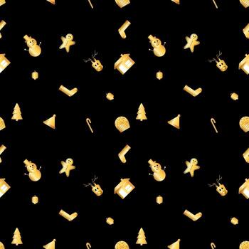 rounded corner Christmas object pattern created in gold gradient, premium gold gradient Christmas repeat pattern. vector