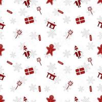 Round edge  christmas object repeat pattern created in re color on white background, seamless christmas pattern. vector
