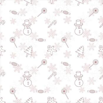 Christmas repeat pattern created with Christmas object outline shapes, Seamless Christmas pattern. vector