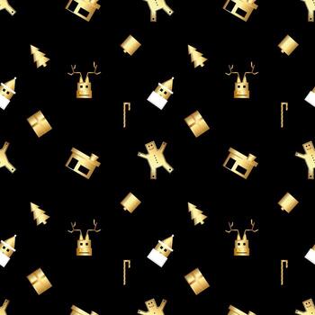 patrón de objeto navideño con esquinas afiladas creado en degradado dorado, patrón de repetición navideño con degradado dorado premium. vector