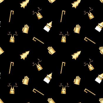 patrón de objeto navideño con esquinas afiladas creado en degradado dorado, patrón de repetición navideño con degradado dorado premium. vector