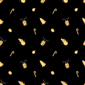 rounded corner Christmas object pattern created in gold gradient, premium gold gradient Christmas repeat pattern. vector