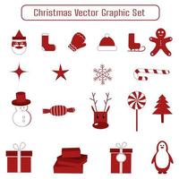 red christmas object silhouette created on flat white color background. vector