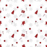 Round edge  christmas object repeat pattern created in re color on white background, seamless christmas pattern. vector