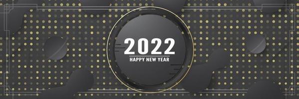 Vector illustration template of Happy New Year 2022 for invitation, advertisement, long banner. Modern abstract gradient background in liquid and fluid style.