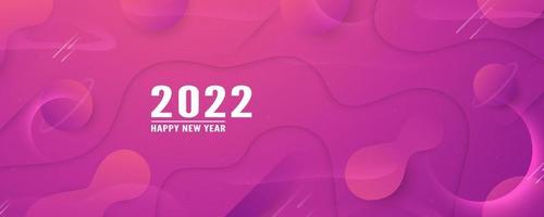 Feliz año nuevo 2022, fondo abstracto moderno en estilo líquido y fluido. corte de papel morado. vector