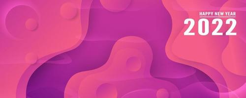 Happy new year 2022, Modern abstract background in liquid and fluid style. Purple paper cut. vector