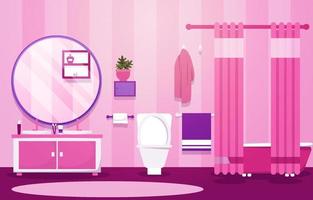 Clean Bathroom Interior Design Closet Bathtub Furniture Flat Illustration vector