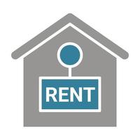 Rent House Glyph Two Color Icon vector